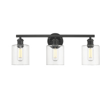 Golden 0306-BA3 BLK-CLR - Golden Lighting Fisher 3-light Vanity in Matte Black